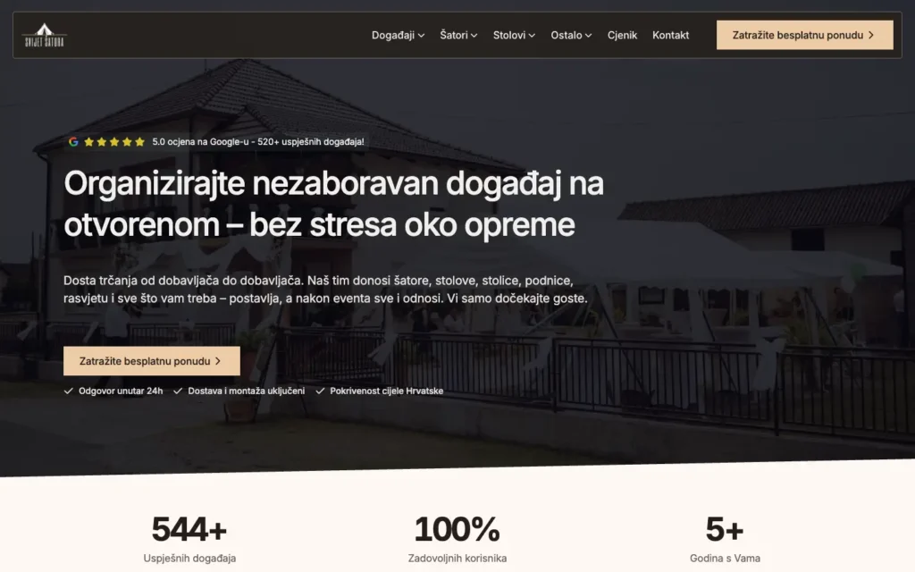 Svijet Šatora – početna stranica na računalu